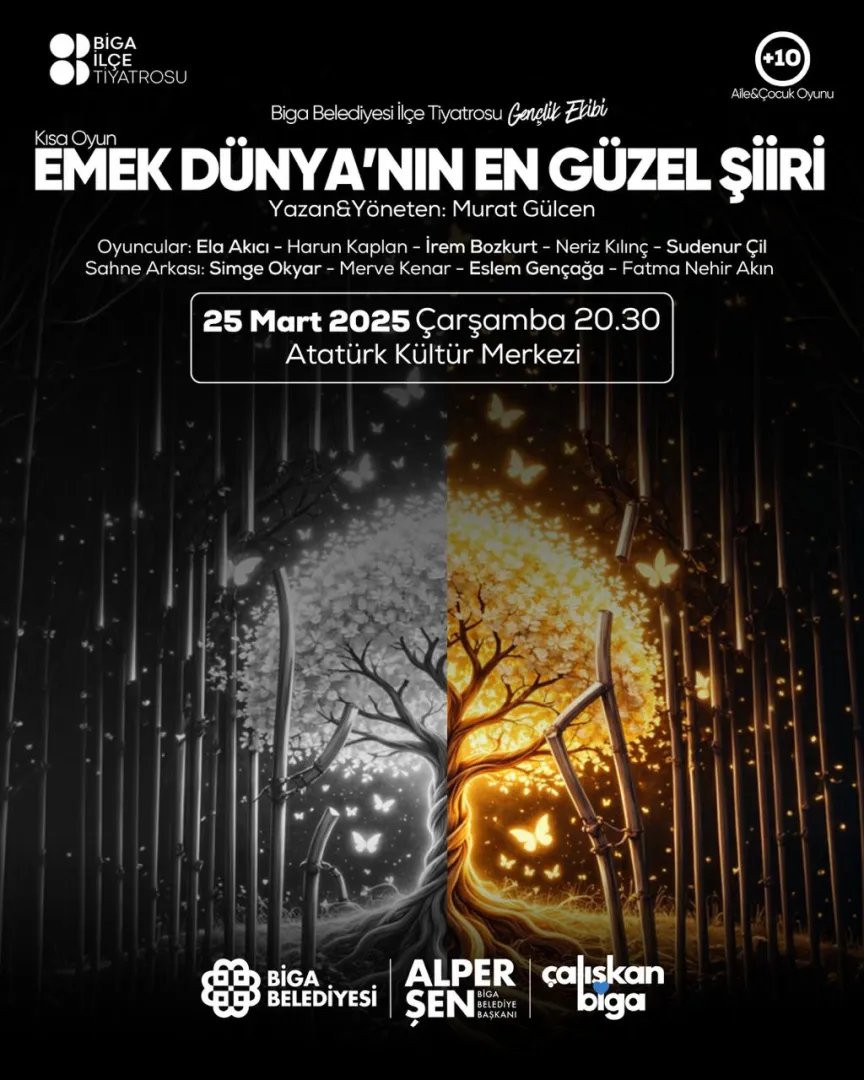 Biga Belediye Tiyatrosu Gençlik Ekibi Sahne Alıyor: "Emek Dünya'nın En Güzel Şiiri"